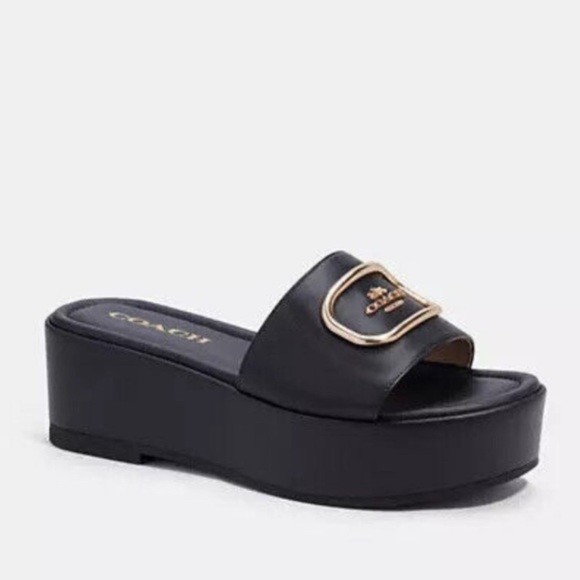 Coach women Eloise platform leather comfort slide Sz 7 - Picture 1 of 10